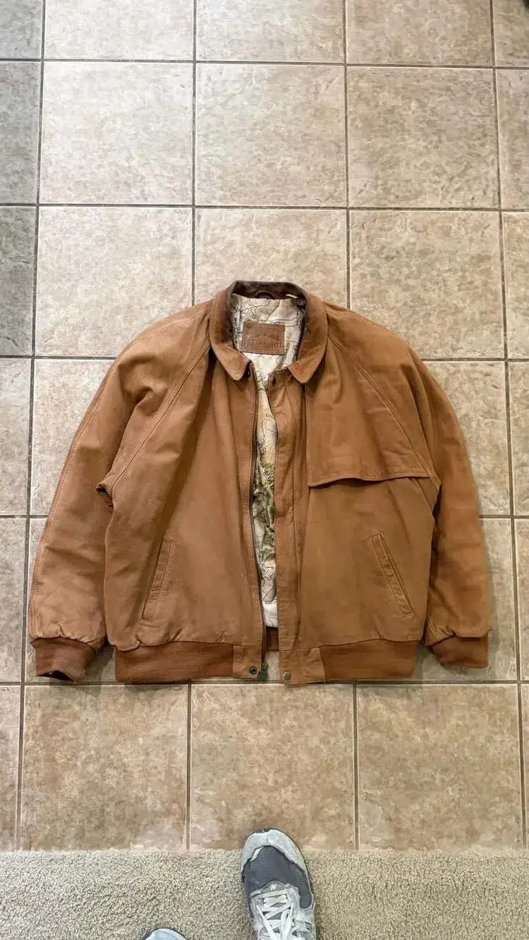 Vintage 90s Marlboro Adventure Team Brown Leather Jacket Size XL - Picture 1 of 4